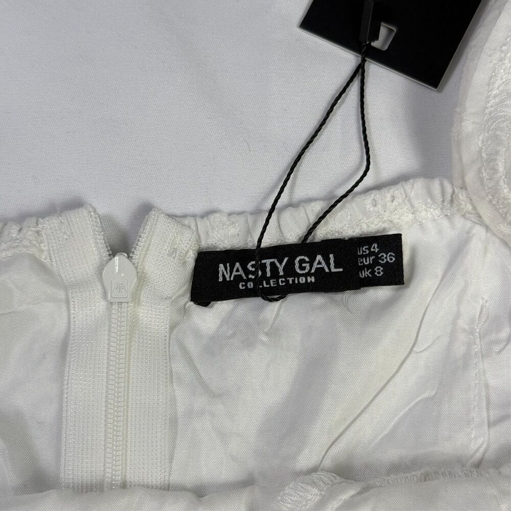 Nasty‎ Gal Broderie Strappy White Playsuit Bride Bachelorette Romper Womens 4 - Picture 7 of 8
